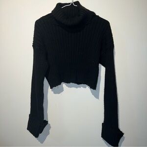 Black Ribbed Turtleneck Sweater